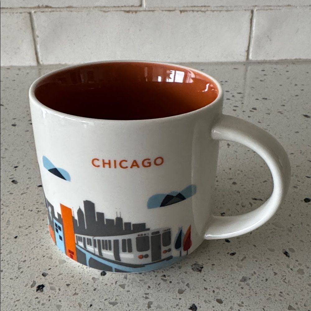Starbucks You Are Here Collection 2014 Chicago Ceramic Mug Tan Interior 14oz